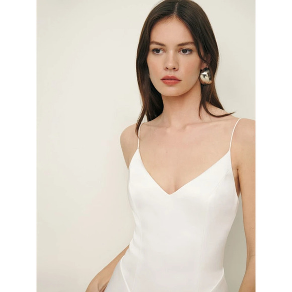 Reformation Icelynn Satin Dress Ivory - Picture 5 of 11